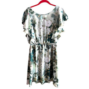 H&M Green White Floral Dress Size 8